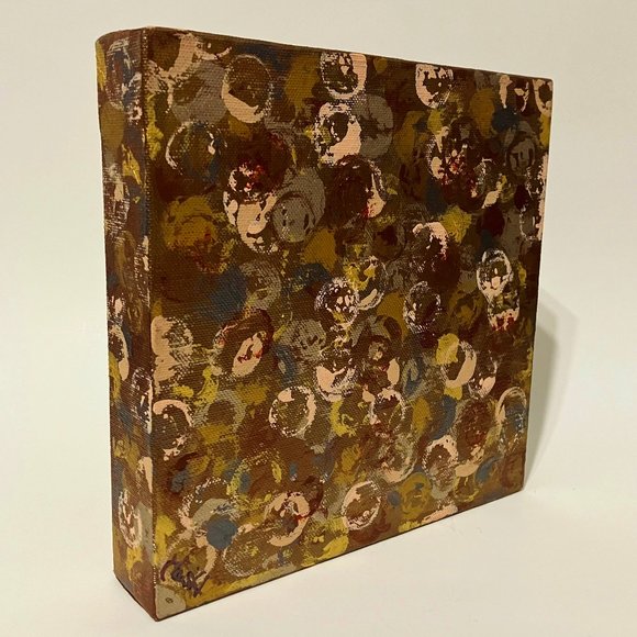 Metallic Dots Abstract Wall Art Work Original Painting Signed Teri H 8" Square
